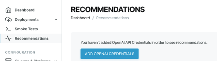 Screenshot of add AI credentials