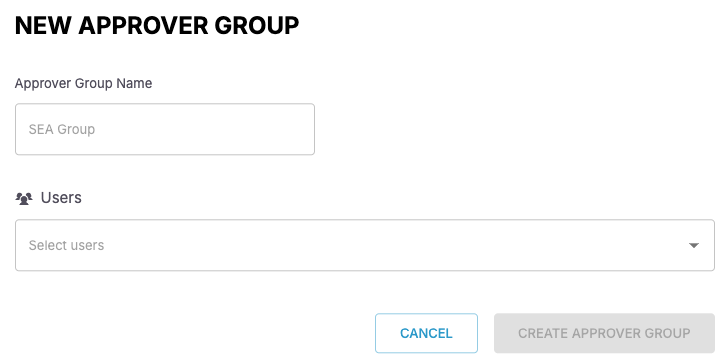 Screenshot of create approval group form