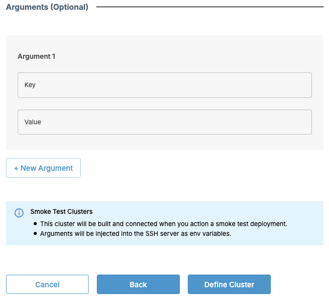 Screenshot of build cluster creation form