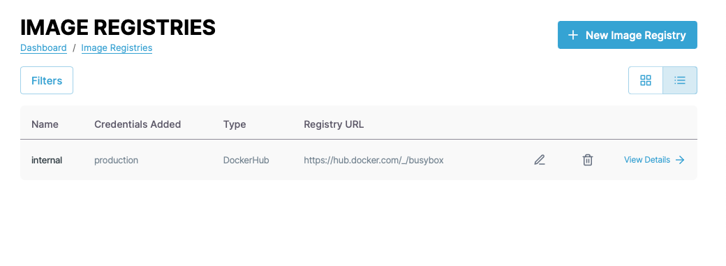 Screenshot of repositories list configuration page