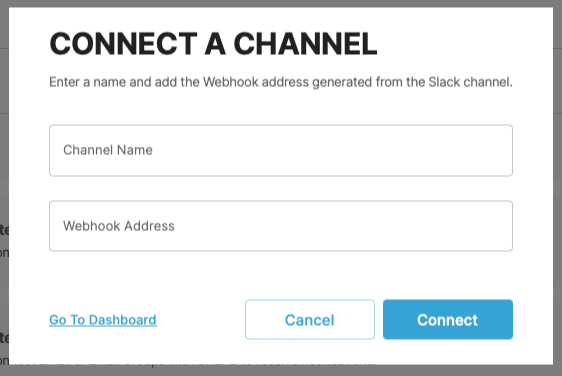 Screenshot of creating a Slack notification integration