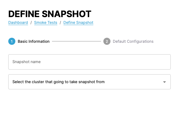 Screenshot of step 1 of defining a snapshot