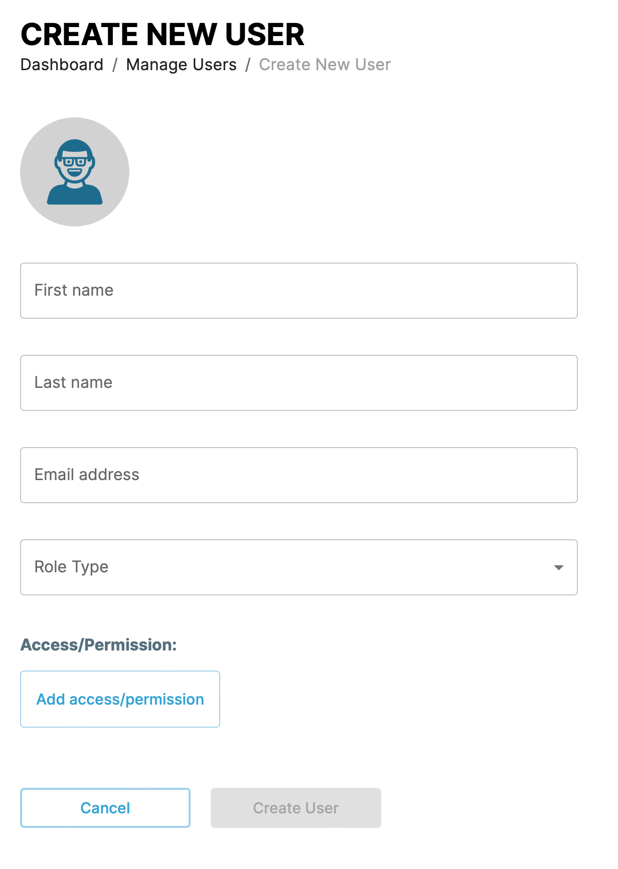 Screenshot of creating a user